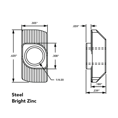 8020, 3933, 15 40 Series 1/4-20 Standard Drop in T-Nut Steel Nut T-Slot Accessories for 80/20 Aluminum Extrusion (10