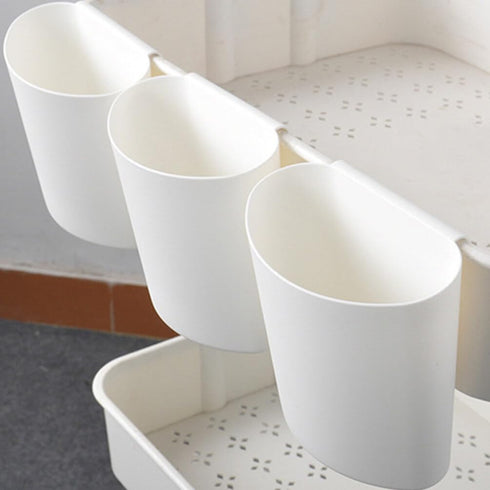 4pcs Zerodeko Hanging Cup Holder Rolling Cart Organizer Accessories Trolley Storage Basket Hanging Bucket Plant