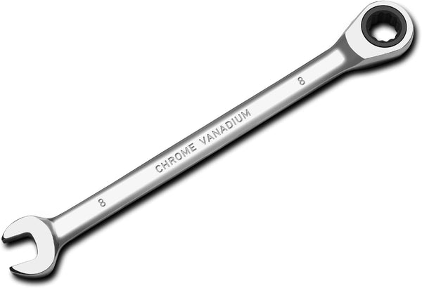 Egofine 8mm Ratcheting Combination Wrench, Industrial Grade Gear Spanner with 12-Point Design