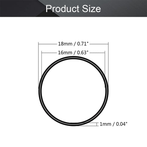 Othmro 50pcs Nitrile Rubber O-Rings, 1mm Wire Dia 18mm OD for Oil or Air Sealing, Professional Plumbing