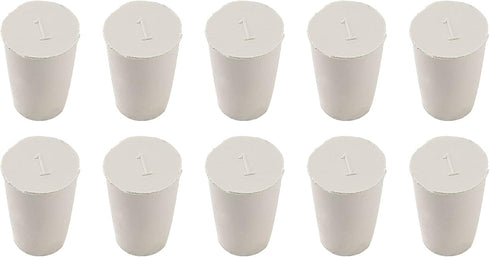 10 Pcs 1# White Solid Rubber Stoppers, Tapered Lab Plugs, Dia. 19mm x Dia. 14mm - Height 26mm