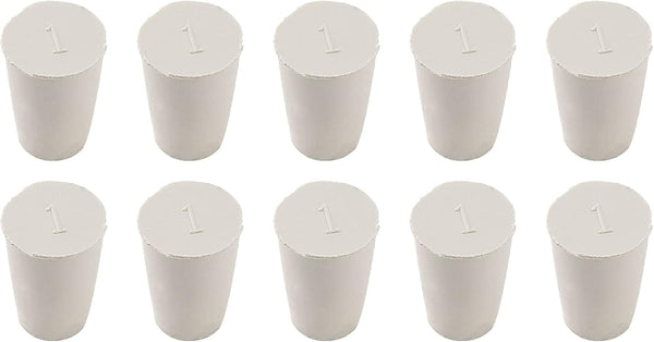10 Pcs 1# White Solid Rubber Stoppers, Tapered Lab Plugs, Dia. 19mm x Dia. 14mm - Height 26mm
