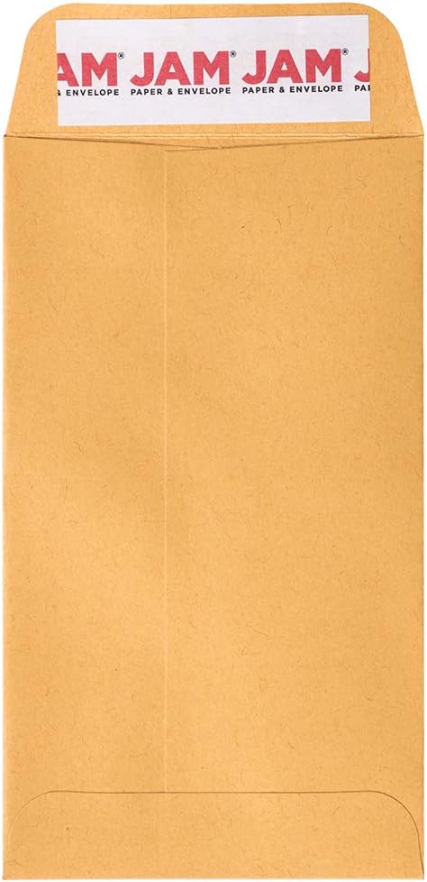 JAM PAPER #5.5 Coin Business Envelopes, Peel and Seal Closure, 50/Pack, Brown Kraft Manila, 3 1/8 x 5 1/2