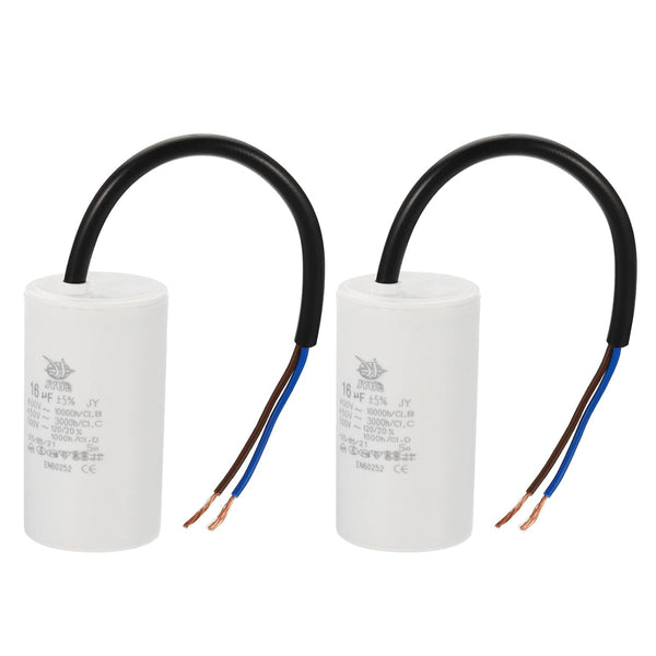 PATIKIL CBB60 16uf Running Capacitor, 2Pcs AC 450V 2 Wires for Water Pumps, Washing Machines, 72x40mm
