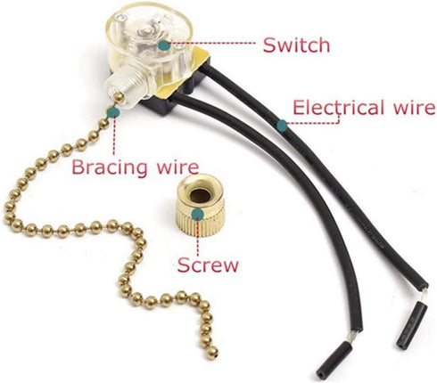 Zing Ear ZE-109 Ceiling Fan Light Switch, On-Off Speed Beaded Pull Chain Extension for Hunter Ceiling Fans