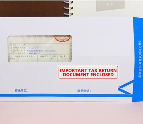 Important Tax Return Document Enclosed Stickers for Window Security Envelopes, 500 Pcs Per Roll