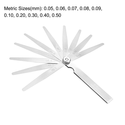 uxcell Metric Thickness Feeler Gauge 0.05-0.50mm 10 Blades Mn Steel Measuring Tool for Gap Width
