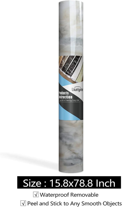 Livelynine Pacific Blue Marble Contact Paper, Self Adhesive Wallpaper for Kitchen Countertop and Bathroom