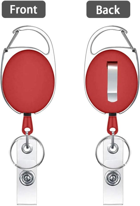 Viaky 12 Pack Retractable Badge Holders with Carabiner Reel Clips, Belt Clip, Key Ring for ID Cards, 6 Colors