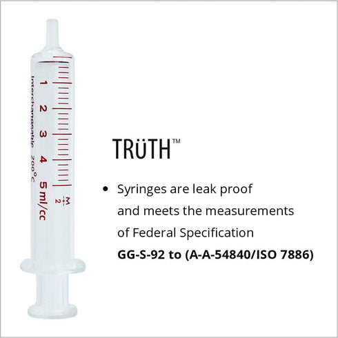 Truth Laboratory Glass Syringe, 5ml Glass Tip (01-08-01-05)