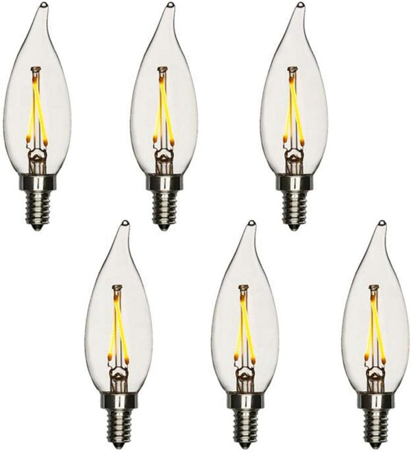 25W Equal LED Candelabra Bulb, Bent Tip 2 Watts Warm White 2700K, E12 Base Filament Style Chandelier Bulb, UL Listed,