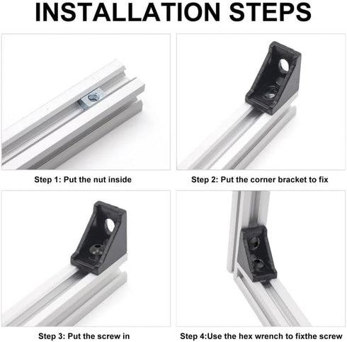 26pcs 2020 Corner Bracket Connector Aluminum Extrusion Hardware with T Nuts and Screws for 8020 Profile