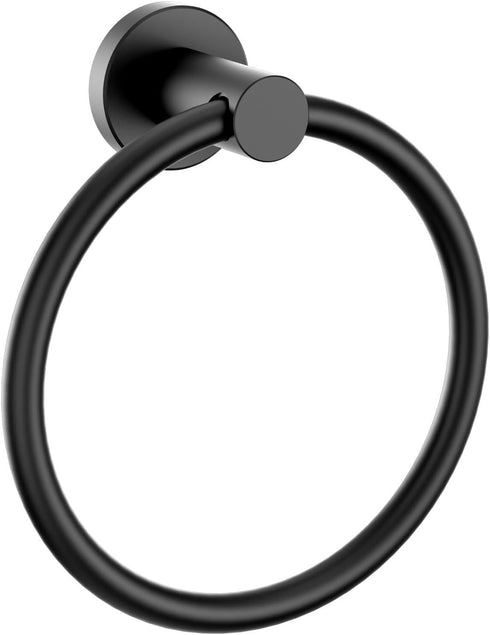 FORIOUS Matte Black Towel Ring, SUS304 Stainless Steel Hand Towel Holder for Bathroom Wall Mounted