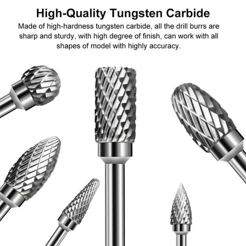 Carbide Burr Set: 10Pcs Rotary Burr Set Head with 1/8" Shank for Die Grinder Bit Tool