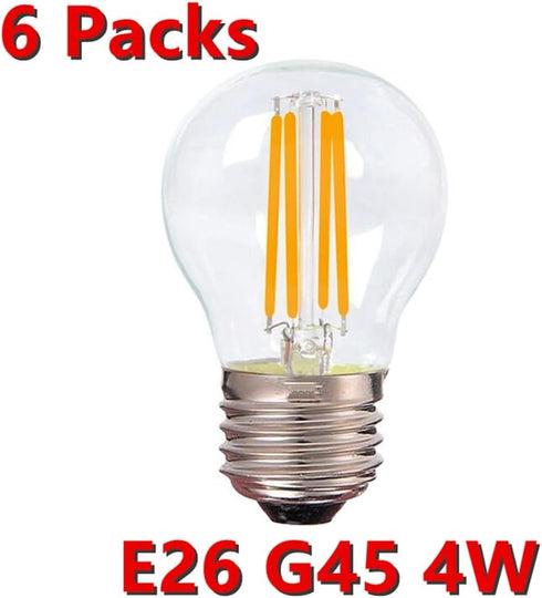 LED Edison Light Bulbs, Non-Dimmable 4W G45 2700 Kelvin E26 LED Bulb, 40W Incandescent Equivalent Warm White Light Bulb for Tiffany Large Table Lamp, Home Pendant Light, Ceiling Fans (6 Packs) by Achbeah