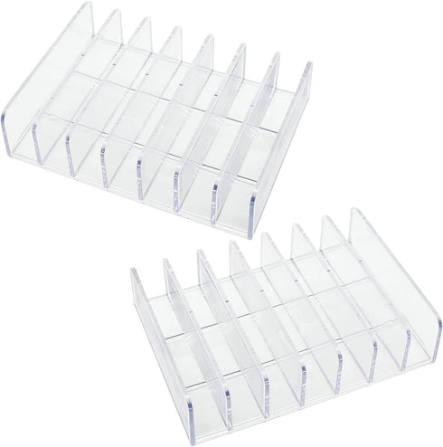 Eyeshadow Makeup Palette Organizer, 2 Pack, 7 Slot Acrylic Desk Organizer for Sorting Mail, Clear