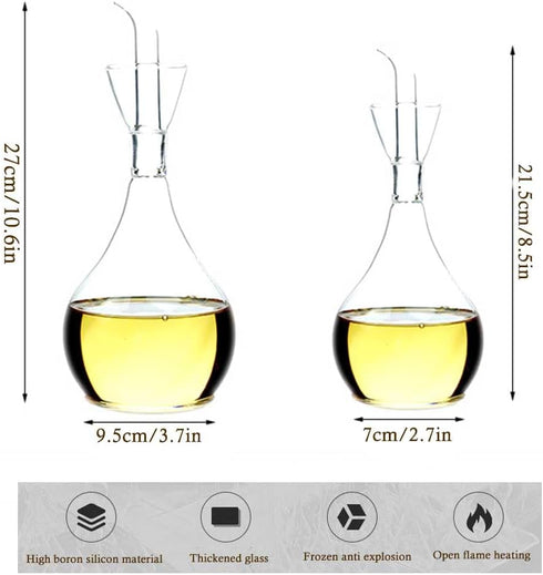LumaGrove 400ML 850ML(850ML) Oil and Vinegar Dispenser Glass, Non-Drip High Borosilicate Glass Olive Oil and Vinegar