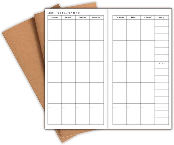 Nokingo 3-Pack Travelers Notebook Calendar, Undated Traveler Notebooks Monthly, 4.25"x8.25" Inserts