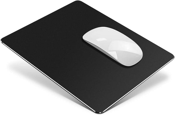Metal Aluminum Mouse Pad, Thin Hard Double Sided Waterproof Mouse Mat for Office and Gaming, 9.45 x 7.87 Inch, Black