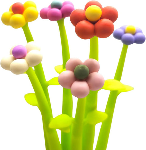 Flower Pens, Creative Gel Ink Silicone Flower Pen Bulk, 0.5 mm Writing Pen for School Office Home