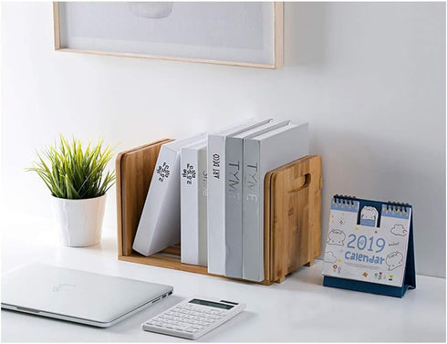 Rack,Countertop Bamboo Desktop Bookshelf Adjustable Storage Organizer Display Shelf Platforms, Book Stands Shelves