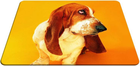 Basset Gaming Mousepad, Funky Face Funny Basset Hound Dog Mouse Mat, Non-Slip Rubber, 9.5 x 7.9 Inch