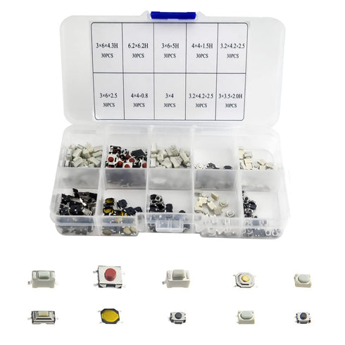 300 WMYCONGCONG Pcs Tactile Push Button Switch Micro Momentary Tactile Assortment Kit for Car Remote Control