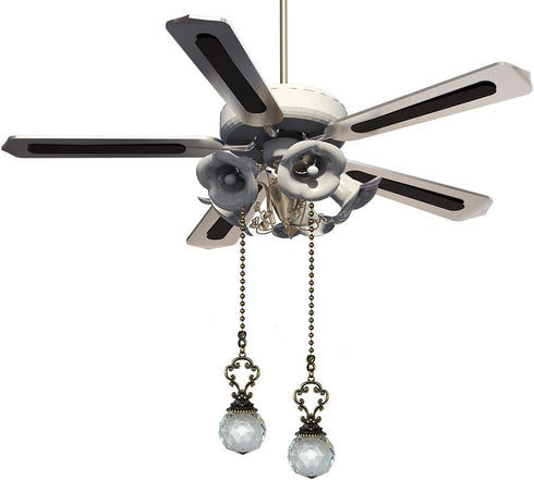2001 Set 2 LONGSHENG - SINCE - of Vintage-Style Clear Fan Pull Ceiling Fan Chain Pulls Crystal Prism Ball