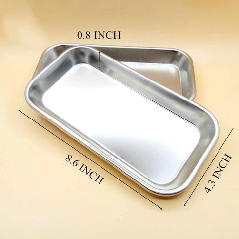 Medical Tray Stainless Steel (3 Pack) for Dental Lab Instruments, Surgical Metal Trays, Bathroom Organizer