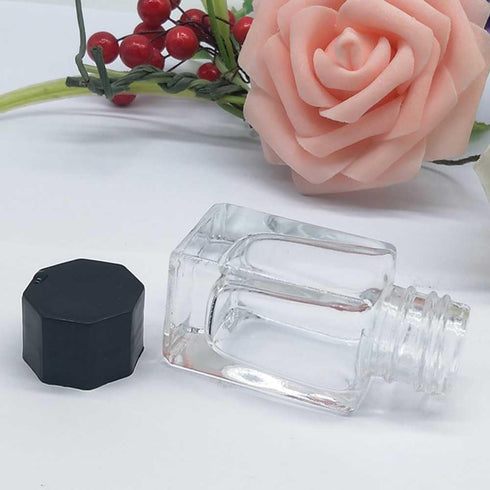 2 Pcs 20ml Clear Glass Jars, Empty Refillable Ink Vials Containers with Black ABS Plastic Caps