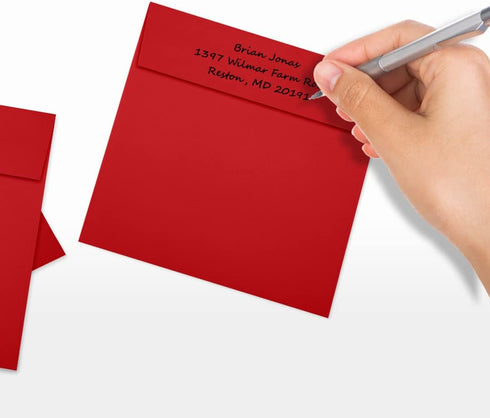 LUXPaper Square Invitation Envelopes, Peel & Press, 5 1/2" x 5 1/2", Ruby Red, 50 Qty