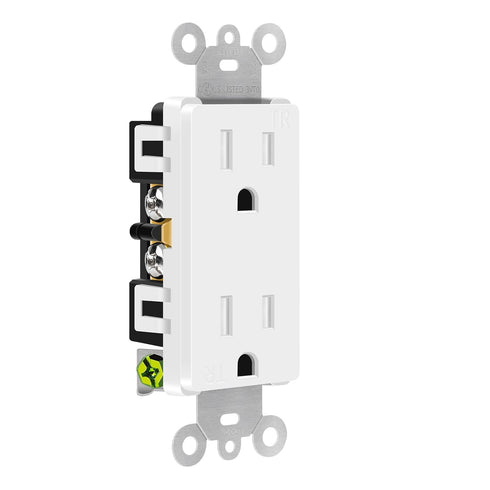 Greencycle 4 Pack White 110V Outlet, 15 Amp Decora Tamper Resistant, 5-15R, 3 Wire Square Wall Plug, Residential