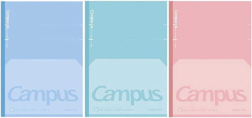 KOKUYO Campus Feels Flat Notebooks, Semi-B5, 30 Sheets, 35 Lines, Pack of 3, Blue, Green, Pink, Japan Import