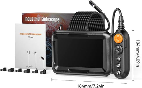 WINWEND 5" 32G IP67 (16.5FT) Dual-Lens Endoscope Camera with Light, Borescope with IPS Screen, Photo & Record Video