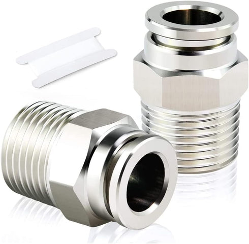 TAILONZ PNEUMATIC 304 Stainless Steel Male Straight 4MM Tube OD x 1/8 Inch NPT Push to Connect Fittings (Pack of 2)