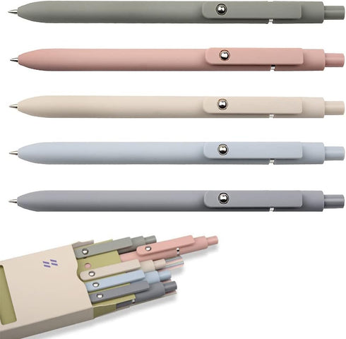 Quick Dry Ink Pens, Gel Pens Fine Point, 0.5 mm Black Ink Retractable Rollerball Pens for School Office Supplies, 5Pcs