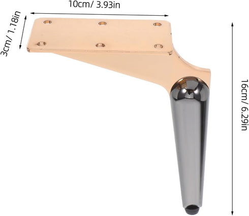 17cm Cabilock Tapered Metal Sofa Legs Replacement, Heavy Duty Cabinet Feet Rose Gold Gun Black, Furniture Support