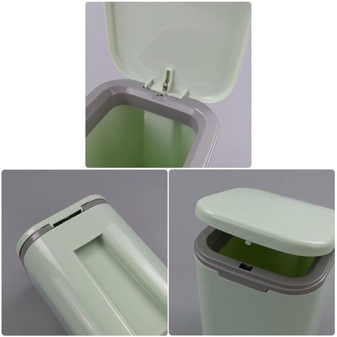 Morcte 1-Pack Tiny Desktop Trash Can, 0.5 Gallon/2 L with Push Button Lid, Green