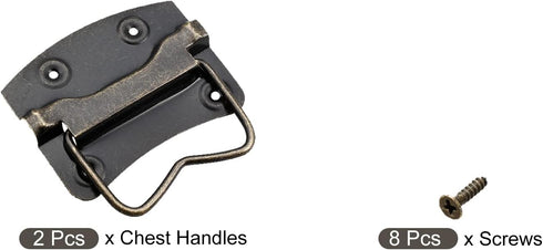 2Pcs Iron Spray Paint Chest Handles (76x60x60mm), Bronze Tone Chest Ring Pull Handle for Home Toolbox Suitcase Drawer