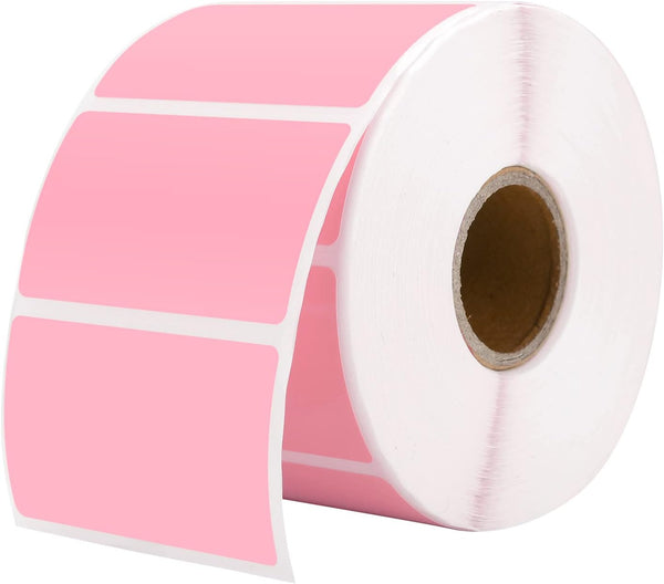 MUNBYN 2.25"x1.25" Thermal Sticker Labels, Pink Self-Adhesive Barcode Label Paper, 1000 Sheets/Roll