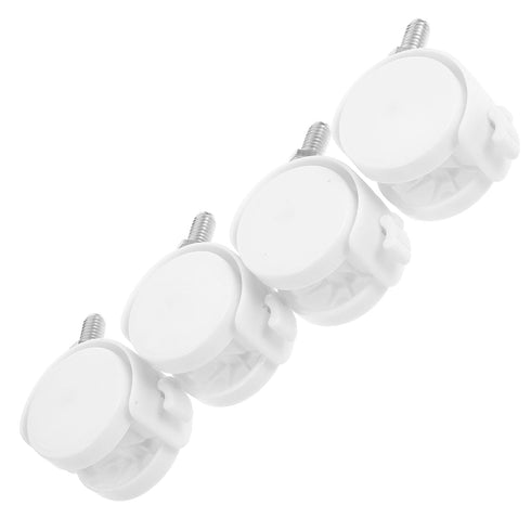 Veemoon 4pcs 1.5-inch White Furniture Casters with Brake, Threaded Stem Swivel Cart