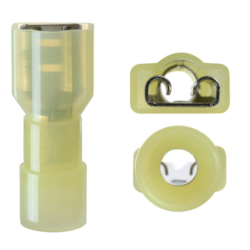 100 Pcs Nylon Female Spade Connectors XHF 12-10 AWG Quick Disconnect Insulated Wire Crimp Connectors Yellow