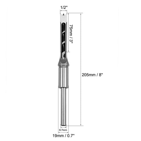 uxcell Square Hole Drill Bit, 1/2" High-Carbon Steel Hollow Chisel for Woodworking