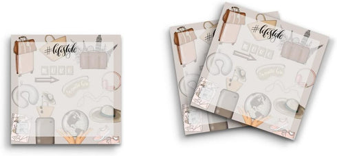 Sticky Notes 12 Pack, Travel Lifestyle, 3"x3" 50 Sheets Per Pad, Cute Funny Memo Note Pads for Stationery Journal
