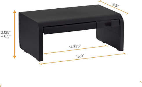 Bostitch Konnect Adjustable Monitor Riser with Drawer & Cell Phone Holder, Laptop Stand for Desk, 4 Height Levels