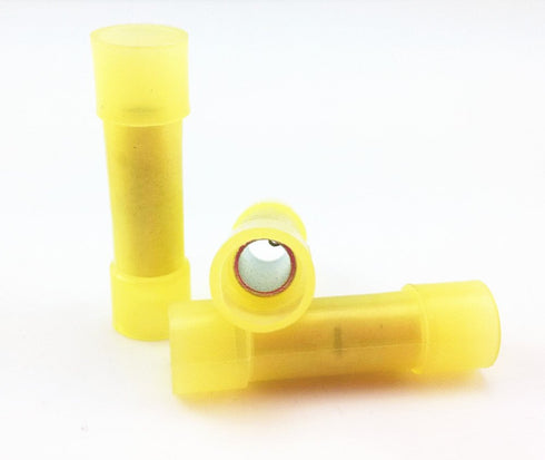 Yueton 100pcs 12/10 Gauge Nylon Fully Insulated Butt Connectors - Crimping Terminals (Yellow)