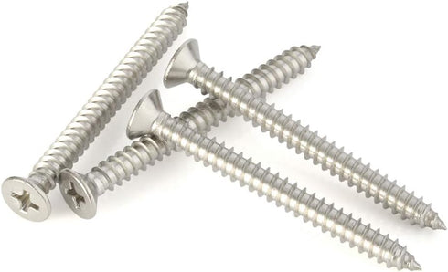 #6 x 3/8" Flat Head Sheet Metal Screws, Self Tapping, Stainless Steel 18-8 (304), 100 PCS