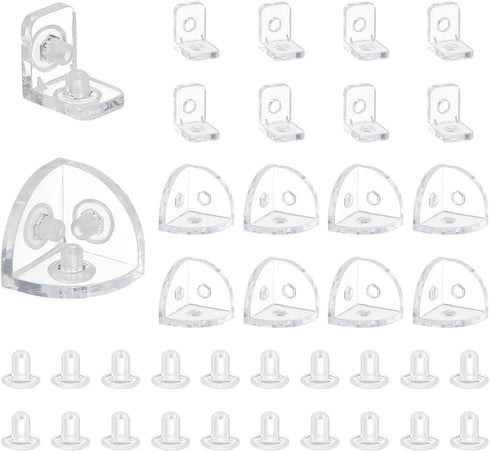 WADORN 20 Set 2 Styles Clear Acrylic Corner Bracket, Clear Right Angle
