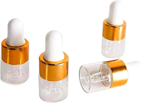 50PCS Transparent Sample Dropper Bottles, 1 ml Mini Essential Oil Dropper with 2 Plastic Droppers