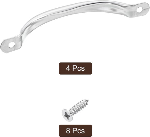 uxcell 4Pcs Stainless Steel Door Pull Handles, 120mm/4.72" Long with Screws, Cabinet Drawer Hardware Handles